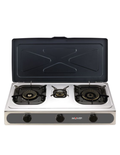 COCINA GAS INOX 3 FUEGOS SERIE STRONG + TAPA MUVIP