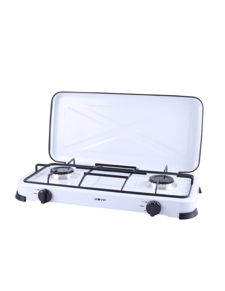 COCINA GAS INOX 2 FUEGOS CRISTAL TEMPLADO MUVIP