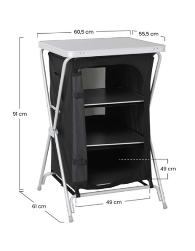 MESA DE CAMPING PLEGABLE CON ARMARIO DE TELA INTEGRADO