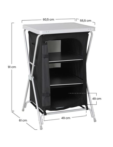 MESA DE CAMPING PLEGABLE CON ARMARIO DE TELA INTEGRADO