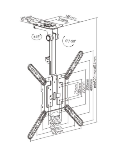 SOPORTE TECHO BASCULANTE TV 23" - 55" CROMAD