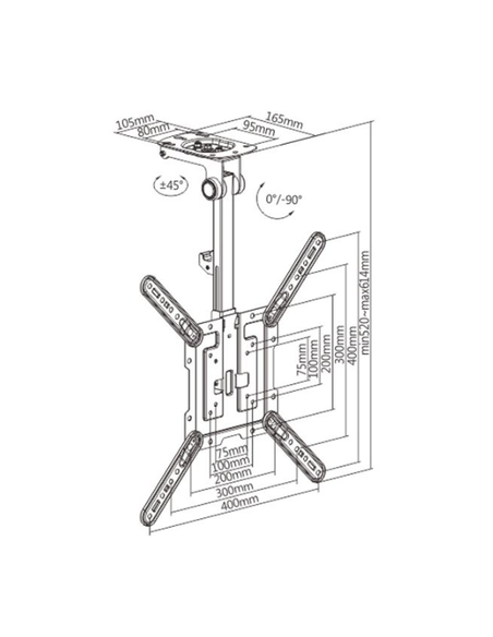 SOPORTE TECHO BASCULANTE TV 23" - 55" CROMAD