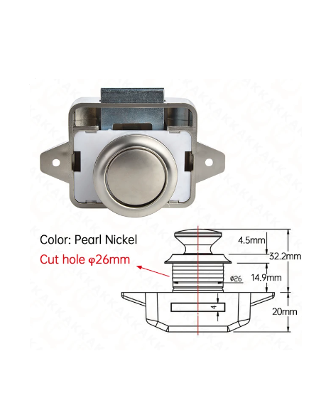 PULSADOR CROMADO GRANDE PARA ARMARIOS Y CAJONES 26MM