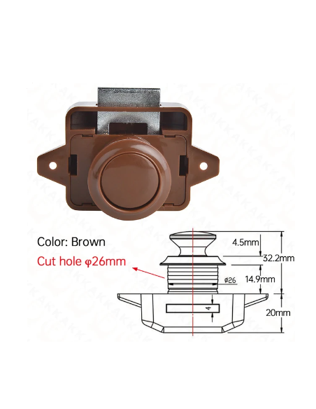 PULSADOR MARRÓN GRANDE PARA ARMARIOS Y CAJONES