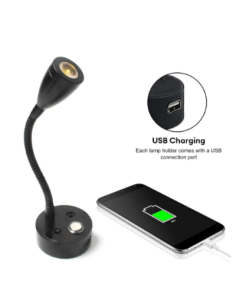 LÁMPARA FLEXO PLATEADO  REGULABLE CON USB 2