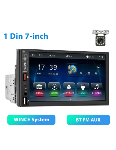 KIT RADIO ANDROID 1DIN 7 PULGADAS