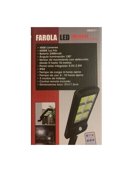FAROLA LED SOLAR 6500K
