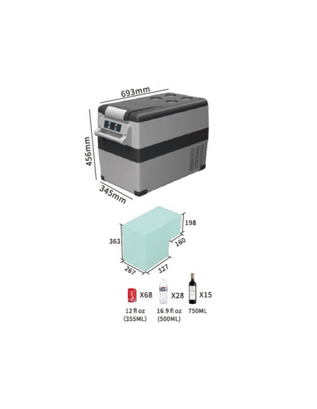 NEVERA DE COMPRESOR PORTATIL 40LITROS 55W MUVIP