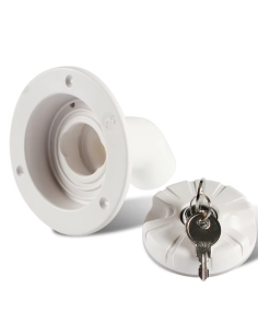 TAPÓN BLANCO DE LLENADO POR GRAVEDAD CON CERRADURA