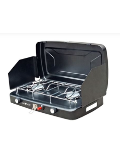 COCINA DE GAS DOS FUEGOS CON CORTAVIENTO INCORPORADO