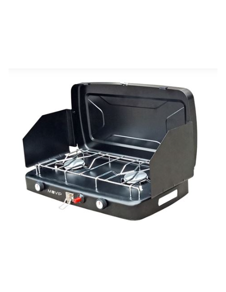 COCINA DE GAS DOS FUEGOS CON CORTAVIENTO INCORPORADO