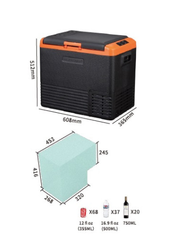 NEVERA DE COMPRESOR PORTATIL 50 LITROS 70W MUVIP