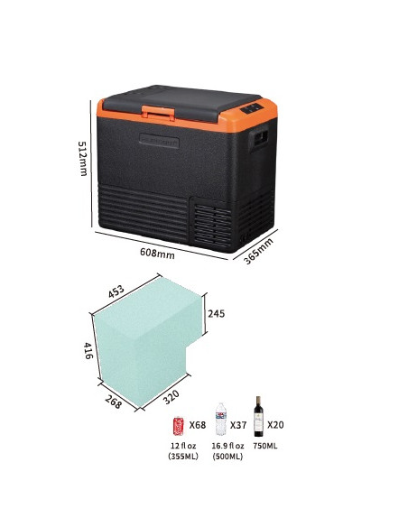 NEVERA DE COMPRESOR PORTATIL 50 LITROS 70W MUVIP