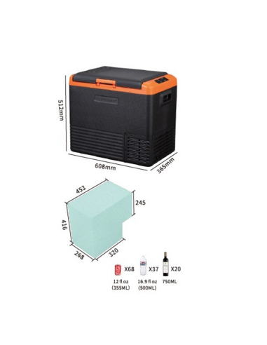 NEVERA DE COMPRESOR PORTATIL 50 LITROS 70W MUVIP