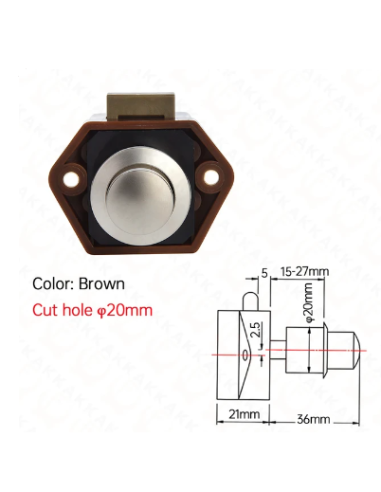 PULSADOR MARRÓN CROMADO PARA ARMARIOS Y CAJONES