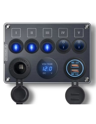 PANEL 12V 5 INTERRUPTORES BLACK EDITION
