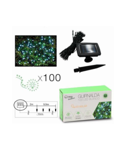 GUIRNALDA DE 100 LED BLANCA 11.9 METROS BATERÍA SOLAR