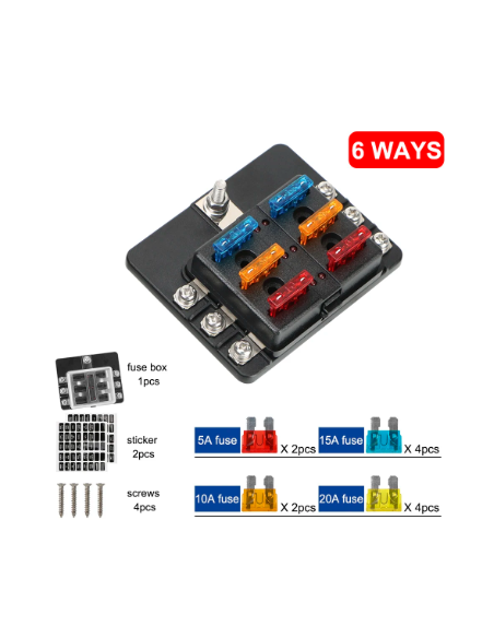 CAJA DE FUSIBLE  6 VIAS (CON FUSIBLE INCLUIDO)
