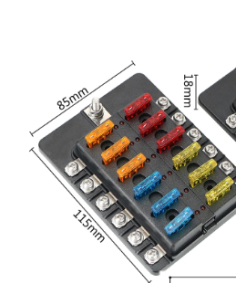 CAJA DE FUSIBLE 12 VIAS (FUSIBLES INCLUIDO) LED 2