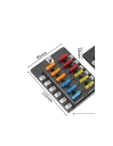 CAJA DE FUSIBLE 12 VIAS (CON FUSIBLES INCLUIDO) LED