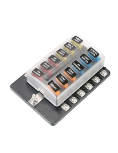 CAJA DE FUSIBLE 12 VIAS (CON FUSIBLES INCLUIDO) LED