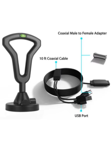ANTENA DE TV DIGITAL HD CON BASE MAGNÉTICA