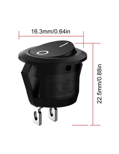 INTERRUPTOR REDONDO BASCULANTE DOS PINES PEQUEÑO