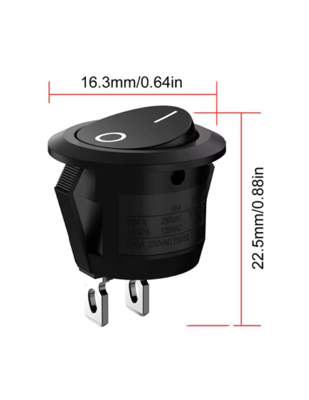 INTERRUPTOR REDONDO BASCULANTE DOS PINES PEQUEÑO