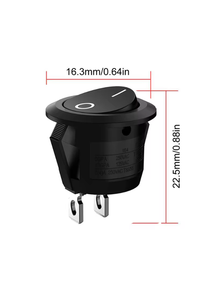 INTERRUPTOR REDONDO BASCULANTE DOS PINES PEQUEÑO