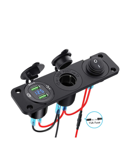 CENTRALITA 12V 4 EN 1 CON DOBLE USB 3.0