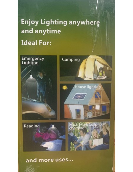 GENERADOR SOLAR PORTATIL DC 12V- ILUMINACIÓN CARGA MOVIL