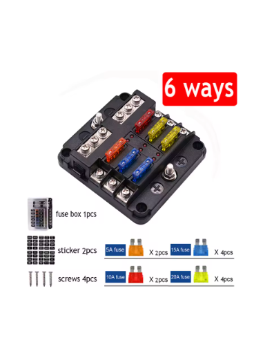 CAJA DE FUSIBLES 6 VIAS CON FUSIBLES