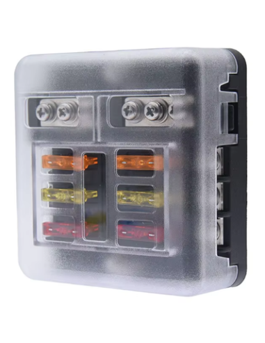 CAJA DE FUSIBLES 6 VIAS CON FUSIBLES