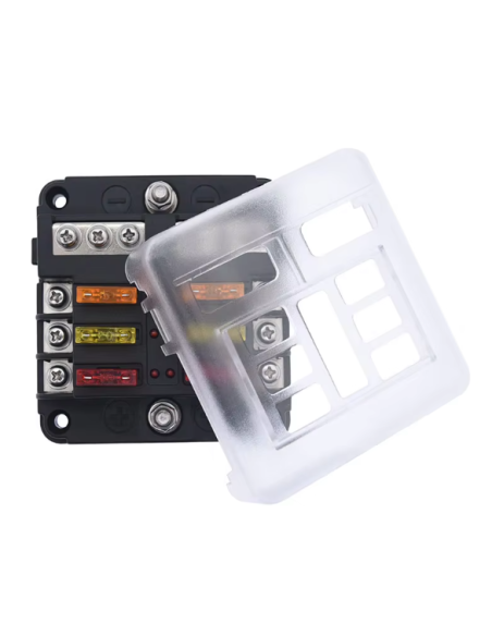 CAJA DE FUSIBLES 6 VIAS CON FUSIBLES