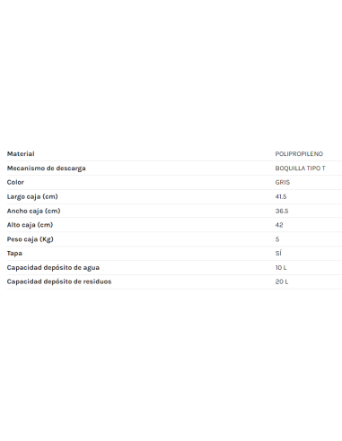 BAÑO QUÍMICO PORTÁTIL 20 LITROS SERIE 100 BENOTTI
