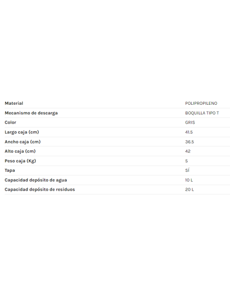 BAÑO QUÍMICO PORTÁTIL 20 LITROS SERIE 100 BENOTTI