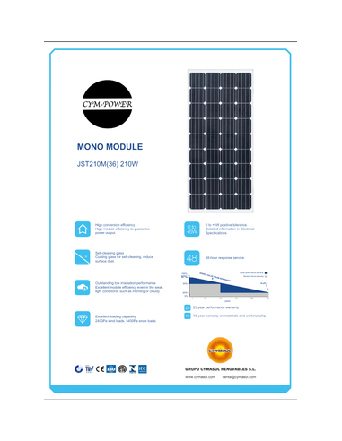 PLACA SOLAR 210W CYM