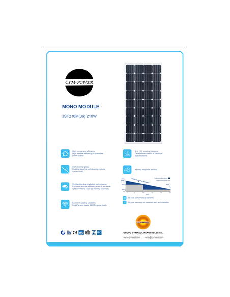 PLACA SOLAR 210W CYM