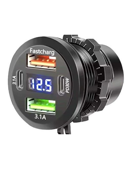 TOMA USB+TIPO C+ VOLTIMETRO