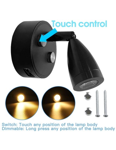 LAMPARA PEQUEÑA LED 12V CON USB TOUCHCONTROL