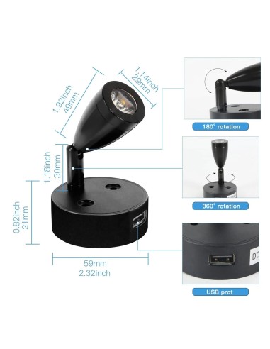 LAMPARA PEQUEÑA LED 12V CON USB TOUCHCONTROL