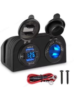 SOPORTE DOBLE SOBREPONER +USB+VOLTIMETRO