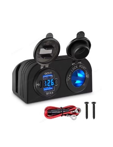 SOPORTE DOBLE SOBREPONER +USB+VOLTIMETRO