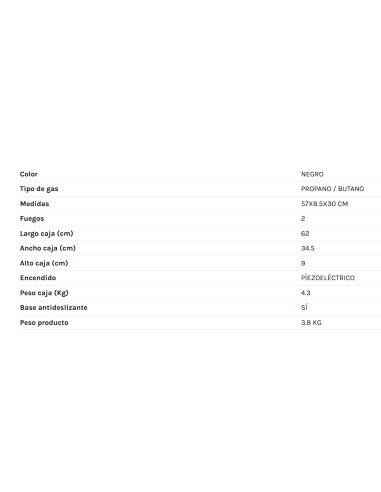 COCINA GAS CON TOSTADOR Y GRILL 2 FUEGOS AIRMEC