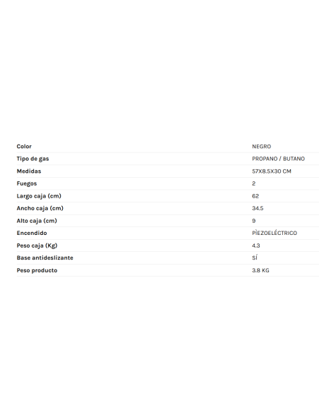 COCINA GAS CON TOSTADOR Y GRILL 2 FUEGOS AIRMEC